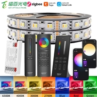Bande lumineuse LED Miboxer Zigbee 5 en 1 RGBCCT, DC 24V, 5M 10M, ruban LED flexible, application intelligente Tuya, télécommande pour Alexa Google