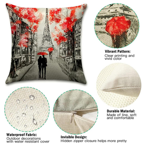 Funda de almohada con estampado de amantes del Big Ben de París, paisaje de ciudad, pintura al óleo, cojines para sala de estar, sofá - Product Image 5