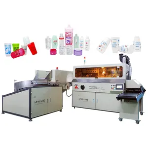 화염 처리 및 UV 건조 병을위한 S102 병 컵 스크린 인쇄 기계 색상 범용 자동 스크린 프린터