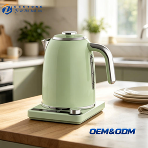 Bouilloire électrique rétro 1,7 L sans fil avec base rotative à 360 degrés et contrôle numérique pour la cuisine à domicile - Product Image 1