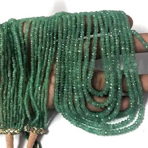 Natural Real Green Zambian Emerald Faceted Rondelle Gemstone Beads Strand Precious Stone Wholesale Supplies Jewelry Making Real