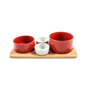 Set per Antipasti in Ceramica e Bambù 32x16cm - Product Image 1