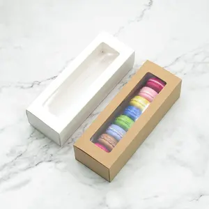 Delicate acking acaroon Dessert Transparent Macaron Packaging cuboid appearance skylight design Window Paper Box