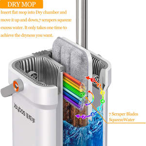 Набор для уборки: прямоугольная пластиковая корзина, ведро для швабры с плоским дном, система отжима без рук, высокая прочность, скользящая система отжима, микрофибра - Product Image 2