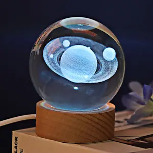 Venta al por mayor creativa galaxia cristal en blanco bola de cristal 3D grabado láser hogar bola de cristal Decoración
