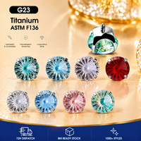 ASTM F136 G23 Titanium Internal Thread Ear Stud 4 Prong Ferris Wheel Cut Round Zircon Hypoallergenic Piercing Jewelry