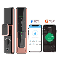 ANG Serrure de porte intelligente à code d'accès sans clé, alimentée par piles AA, télécommande, compatible avec l'application Tuya ou Ttlock