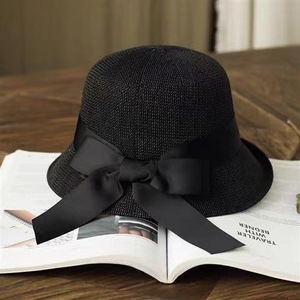 Casual Versatile <b>Straw</b> <b>Hat</b> Bow Sunscreen Fisherman <b>Hat</b> Small Brim Bucket <b>Hat</b> - Product Image 3