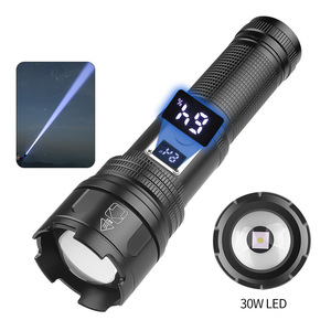 ไฟฉายเลเซอร์สีขาว LED 30W พร้อมหน้าจอแสดงพลังงานแบบดิจิตอล ชาร์จซ้ำได้ ตัวเครื่องทำจากอลูมิเนียมอัลลอยด์ ความเข้มแสงสูง ระยะส่องไกล - Product Image 1