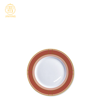 Service de table Renaissance rouge et or, design classique, assiettes en porcelaine fine pour cadeau de mariage et dîner élégant