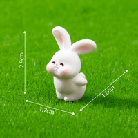 Figur Resin Kelinci Putih Mini Cantik, Ornamen Aksesoris Terarium Lumut, Dekorasi Lanskap Mikro untuk Meja Rumah