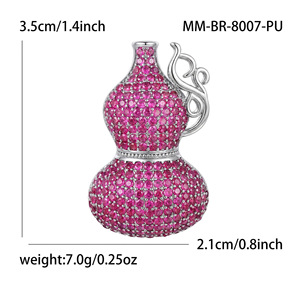 Rhinestone Gourd Brooch Pin with Curled Metal Vine for Women <strong>Jackets</strong> and Scarves, 35x21mm, 7 Colors - Product Image 4