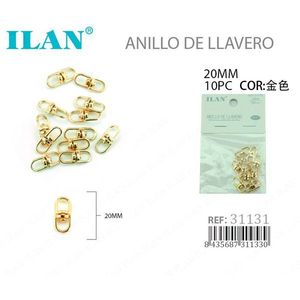 Porte-clés Il Keyring 20mm couleur or, lot de 10 pièces - Product Image 1