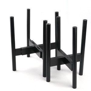 Support à fleurs en forme de croix, double couche, noir, autoportant, pour balcon et usage intérieur - Product Image 1