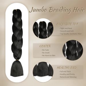Extensiones de Cabello Sintético Jumbo African Box Braids Yaki, 5 Piezas, 24 Pulgadas, Doble Trama a Máquina, Crochet Moderno - Product Image 3