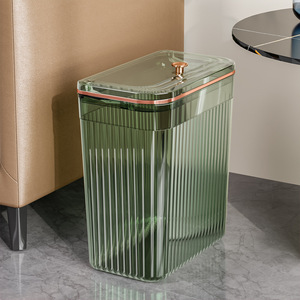 Transparent Wall Mounted Trash Can With Lid Swing Lid Type Kitchen Bathroom Storage Rectangular Green 7L - Product Image 3