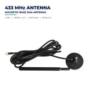 <span class=keywords><strong>Antenne</strong></span> de voiture 433 MHz à base magnétique 4dBi SMA mâle avec câble RG58 de 3 m, faible VSWR, verticale 50 Ohm pour récepteur radio de véhicule - Product Image 1