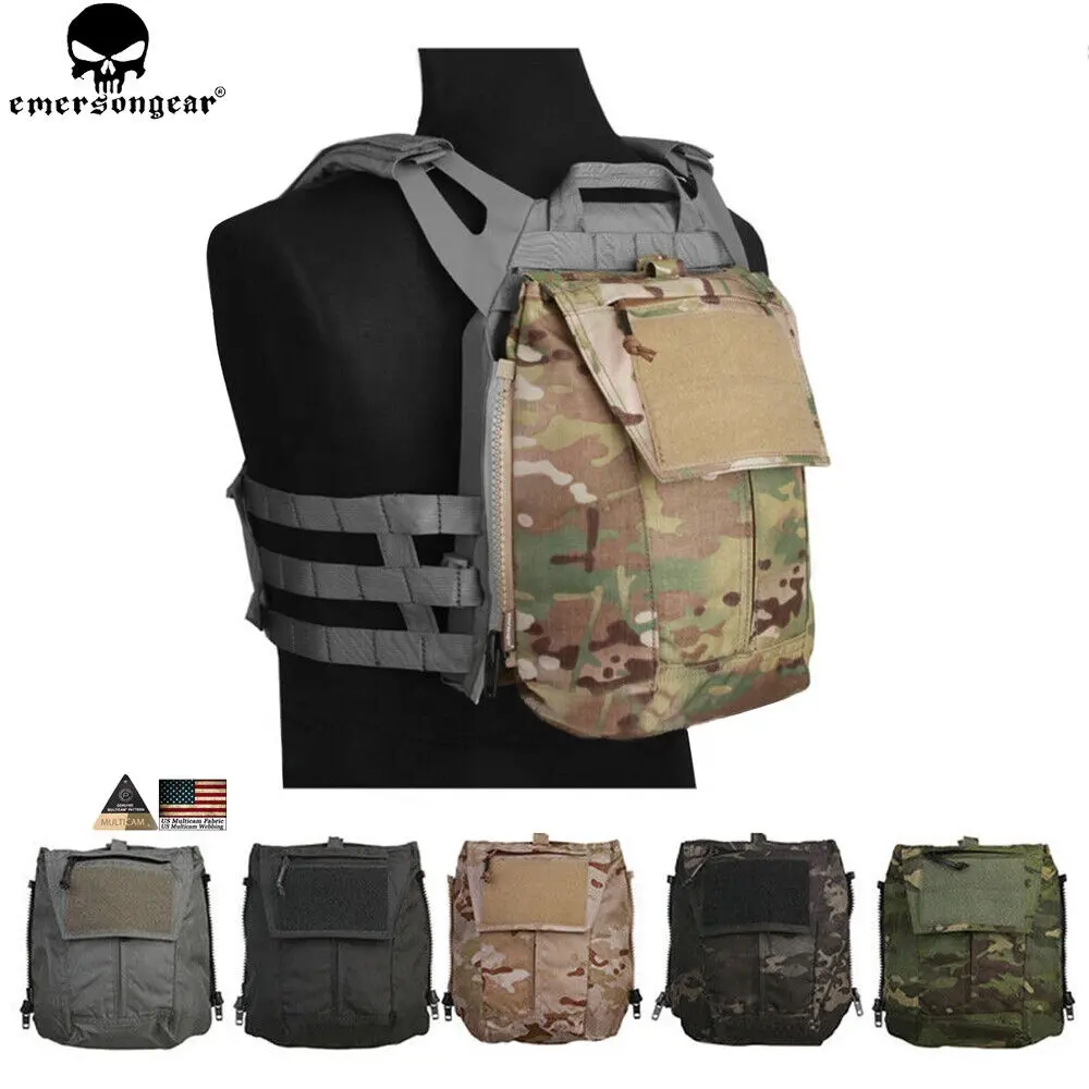 Emersongear Zip-on Panel Plate Carrier Back Bag Zip Pack per CPC AVS JPC 2.0 Vest