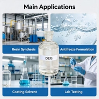 Éthylène glycol (CAS 111-46-6) liquide visqueux incolore organique de haute pureté de qualité supérieure, utilisé pour la production de l'antigel industriel