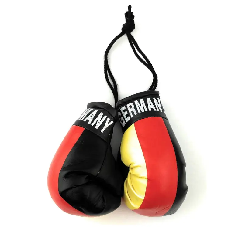 Sarung tangan tinju Mini bendera Jerman kulit PU untuk kaca mobil gantung