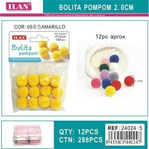 Ilan Bolita Pompom 2.0 Cm Yellow <b>Wool</b> <b>Craft</b> Decorations - Product Image 1