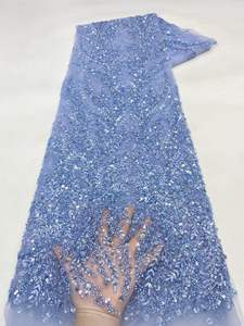 Tela de Encaje con Cuentas para Vestido de Novia Estilo Nuevo NI.AI, Tela de Red, Tela de Encaje con Lentejuelas, Tela Bordada con Perlas - Product Image 5