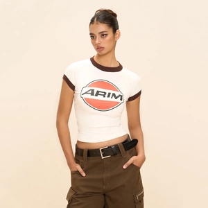 מותאם אישית באיכות גבוהה נשים יבול העליון ringer בד דפוס y2k התינוק t t חולצת טי סיטוני רזה מתאים cropped - Product Image 2