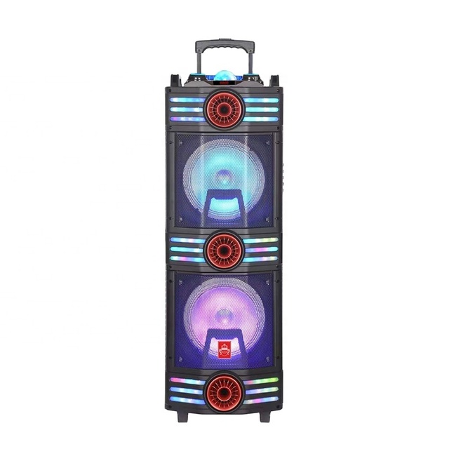 Automotive Amplifier Tower Portable Trolley Speaker with 25W RGB LED Bass for & Wireless Mic Support for Computer Use