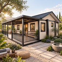 Maison préfabriquée modulaire en conteneur, bâtiment préfabriqué pour usage résidentiel avec véranda couverte
