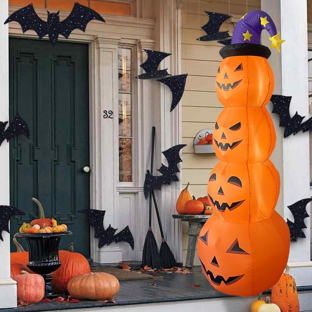 8FT Halloween Inflatable Stacked Pumpkins with LED Lights