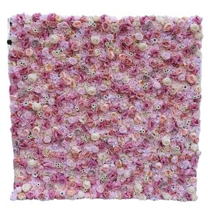 Muro de Flores Rosadas al por Mayor, Telón de Fondo de Flores 5D, Rollo de Tela Decorativa con Flores Artificiales para Decoración de Bodas - Product Image 3