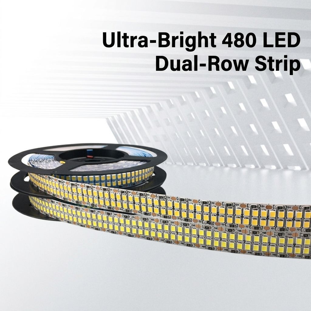 480 LED Per Metre Dual Row Strip Light Ultra Slim Adhesive 2835 LED Tape 12V 24V Cuttable Linear Lighting for Home Improvement
