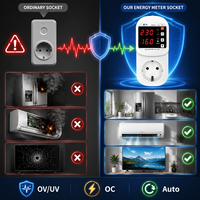 Prise de protection contre les surtensions JIUJI 16A, protection automatique contre la tension et le courant, AC 110V 220V, réglable 10A 16A, protection contre les surtensions, prise EU pour réfrigérateur