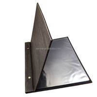 Protège-menu en cuir PU grain de bois avec vis de fixation, durable et étanche, pour restaurant, hôtel, café, bar