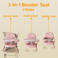 PRODIGY MBC01 Chaise rehausseur multifonction réglable et pliable en plastique pour bébé, avec plateau amovible, portable, moderne, pour repas et école