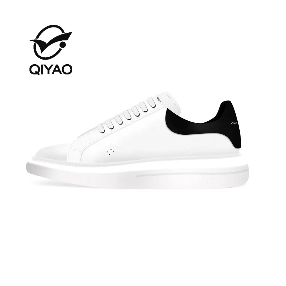 Qiyao 2023 Latest Shoe Manufacturer Breathable Sneakers Flat Platform Man Genuine Leather Casual Shoes