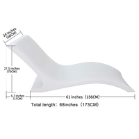 Chaise longue de piscine d'extérieur inclinable 173 cm en PE rotomoulé, imperméable, pour bord de piscine et complexe hôtelier, vente en gros usine