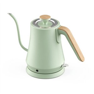 Hervidor Eléctrico de Acero Inoxidable con Diseño de Cuello de Cisne, Color Verde Claro, 1.0L, con Asa de Imitación Madera, para Verter Café - Product Image 2