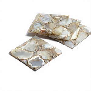 Natural <b>Agate</b> Stone <b>Coaster</b> Set by Living And Craft – Luxury Handmade Drinkware for Modern Home and Office Décor - Product Image 1