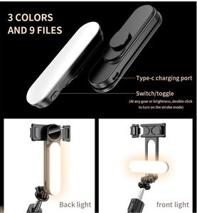 L15 avec 9 niveaux de luminosité Parapluie de lumière d'appoint détachable Trépied Selfie Stick 1.11m de long, 43.3 pouces <span class=keywords><strong>Selfiestick</strong></span> - Product Image 3