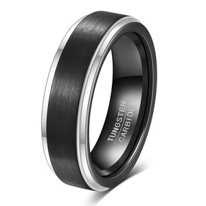 Anillos de Carburo de Tungsteno de 6 mm, Color Negro, Dorado y Plateado, Anillo de Boda Unisex, Joyería - Product Image 2