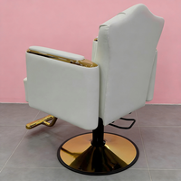 Fauteuil de Barbier Professionnel Moderne pour Salon de Spa, Inclinable, Réglable en Hauteur, Pivotant à 360°, en Acier Inoxydable (Plaqué Or)