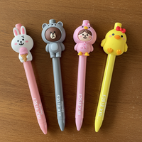 Décoration crayon en plastique pour poupée 3D promotionnelle personnalisée Animal en caoutchouc avec impression de dessin animé mignon pour les écoliers Feng Shui Love Design