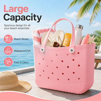 Sac de plage tendance en EVA avec trous DIY, imperméable, grande capacité, sac fourre-tout d'été, compatible avec les breloques de chaussures en caoutchouc, sac à main lavable