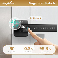 Serrure de porte intelligente Arpha D228 avec empreinte digitale, anti-espionnage, mot de passe, poignée à bouton, application Tuya, entrée sans clé, serrure de porte numérique