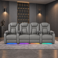 Ensemble de canapés inclinables électriques à double moteur en cuir véritable et bois, extensibles, pour home cinéma, avec mousse à mémoire de forme, chargement USB Type-C, 7 couleurs