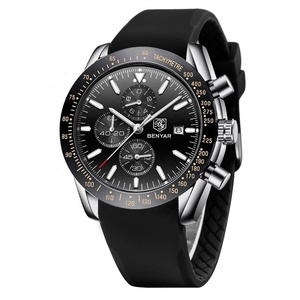 Montre chronographe classique pour homme OEM ODM, étanche, bracelet en silicone, lunette tachymetre, sport, mode, calendrier, quartz - Product Image 3