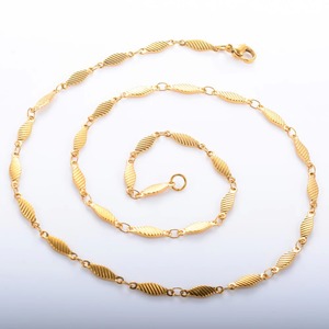 Collier en acier inoxydable de 3,5 mm fait à la main, chaîne à maillons gravés pour femmes et hommes, collier ras du cou plaqué or, bijoux en métal - Product Image 5