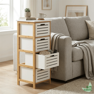 <span class=keywords><strong>Cajonera</strong></span> de Almacenamiento de 4 Cajones con Ventilación <span class=keywords><strong>y</strong></span> Cajones Extraíbles, Mueble Organizador Estrecho Independiente para Baño, Entrada o Dormitorio - Product Image 1