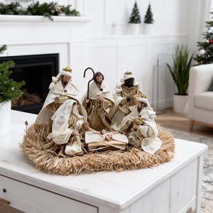 Crèche en résine artisanale, figurines religieuses de Noël décoratives et objets de collection - Product Image 3